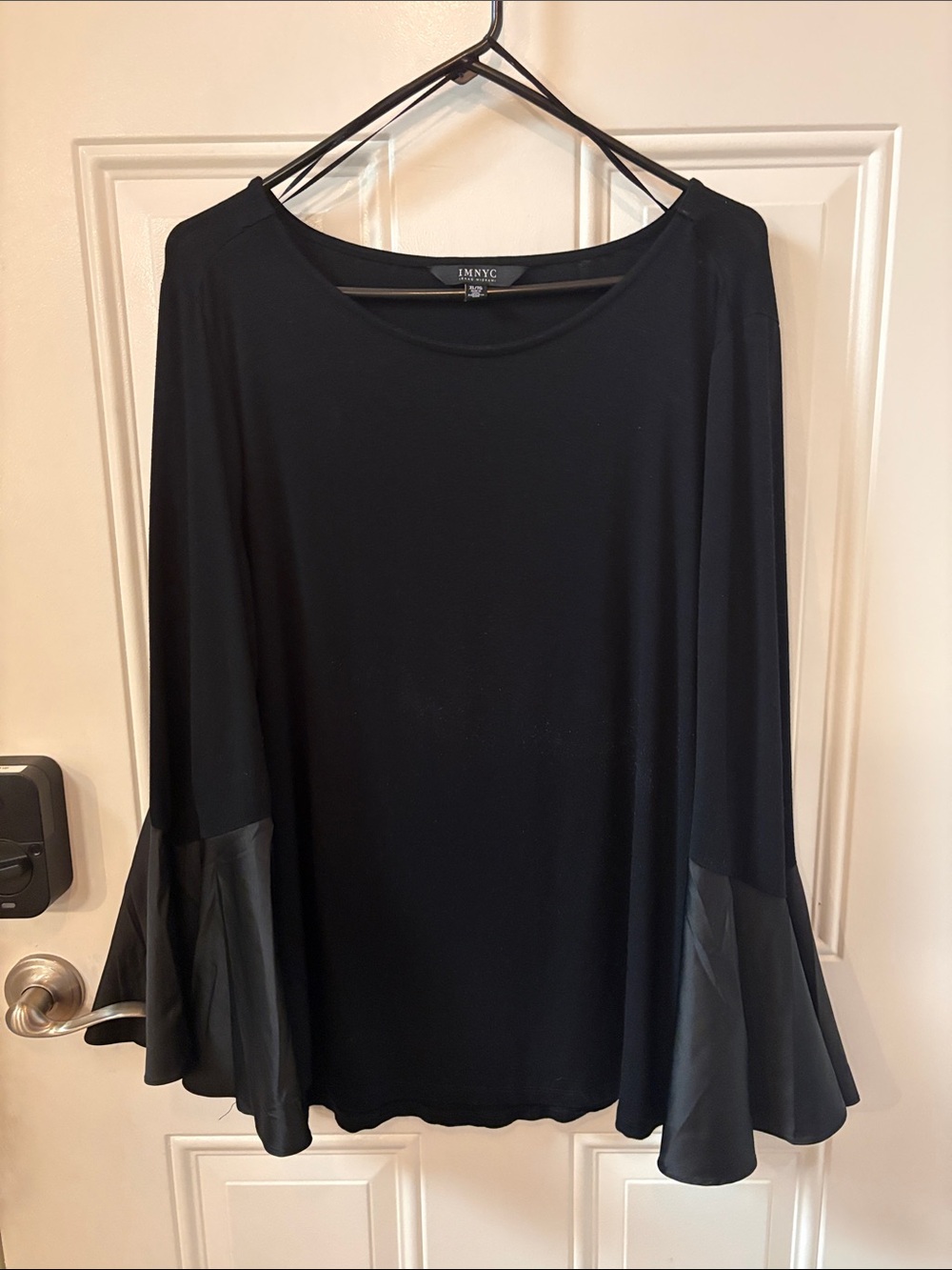 NYC Black Long Sleeve Top with Flared Bell Cuffs